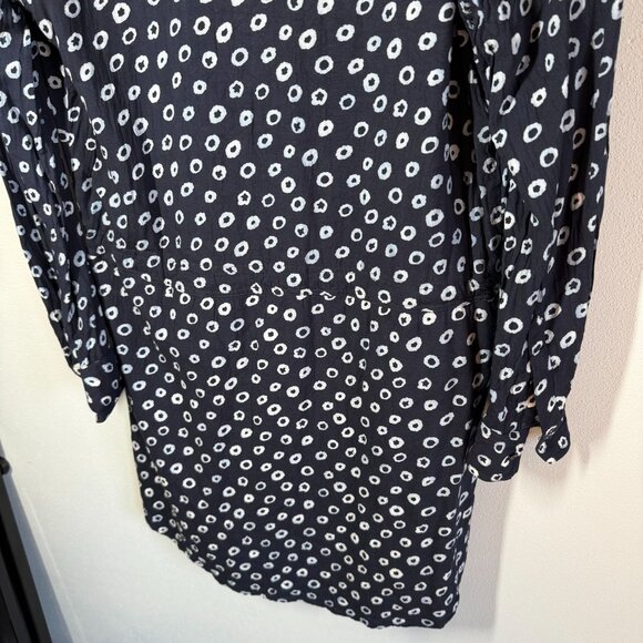 Ann Taylor LOFT Navy Blue/WHite Floral Tunic Dress Chinch Waist Petite Small - Picture 7 of 13